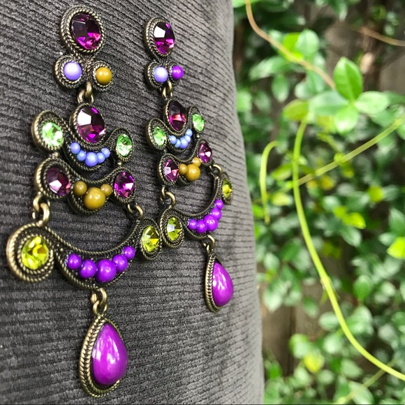 Purple and Green darling earrings - Picture 1 of 6